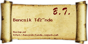 Bencsik Tünde névjegykártya
