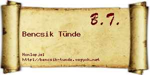 Bencsik Tünde névjegykártya